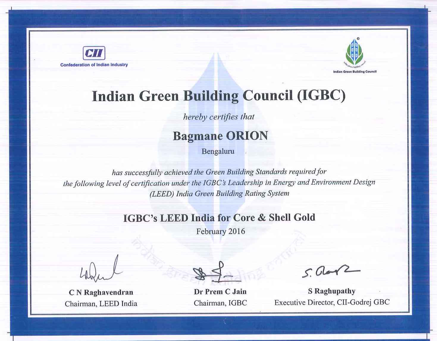 Indian Green Building Council (IGBC) - Bagmane ORION