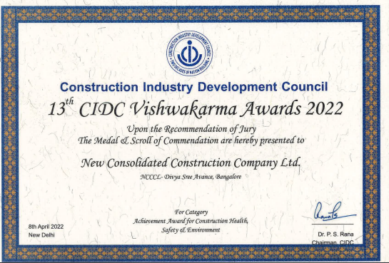 CIDC Vishwakarma Awards 2022 - NCCCL- Divya Sree Avance Project, Bangalore